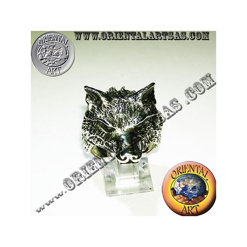 Anello in argento testa di lupo (grande)