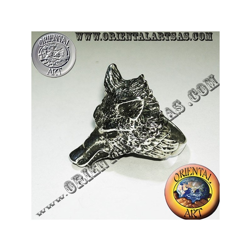 Anello in argento testa di lupo (grande)