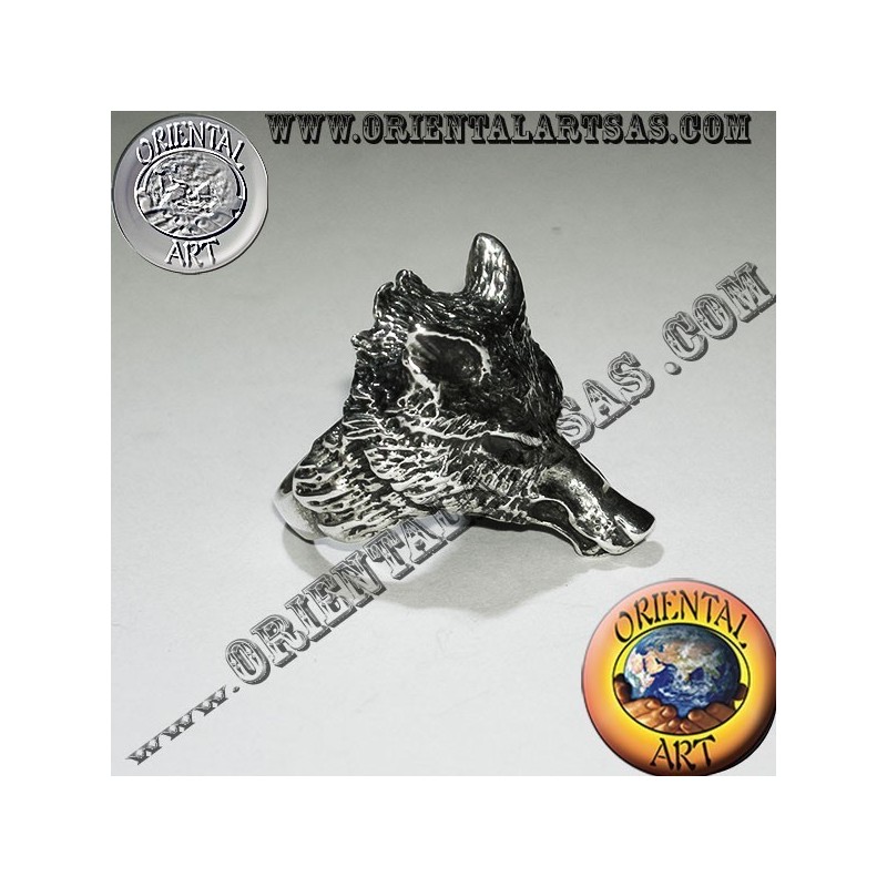 Anello in argento testa di lupo (grande)