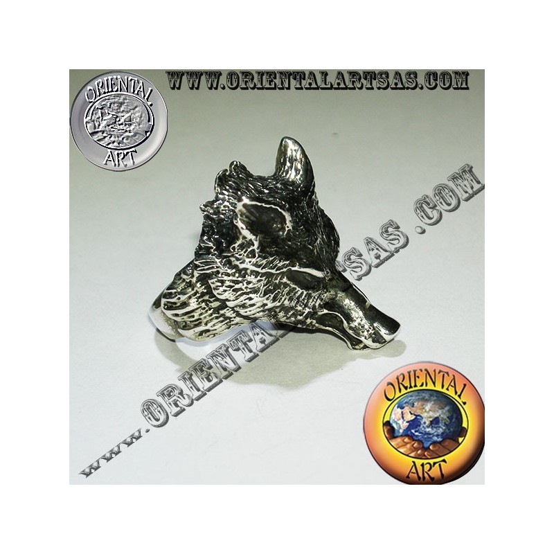 Anello in argento testa di lupo (grande)