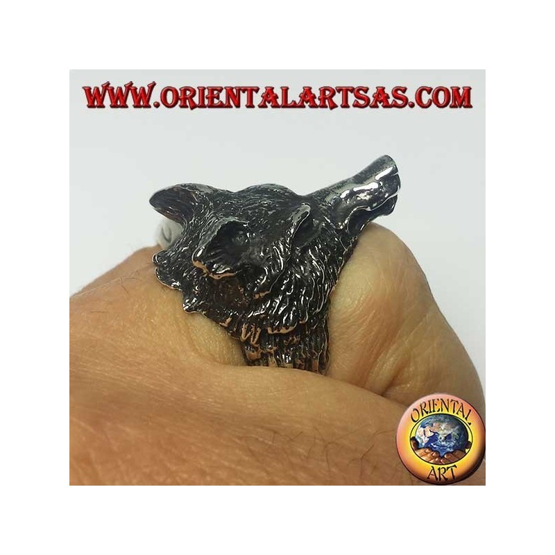 Anello in argento testa di lupo (grande)