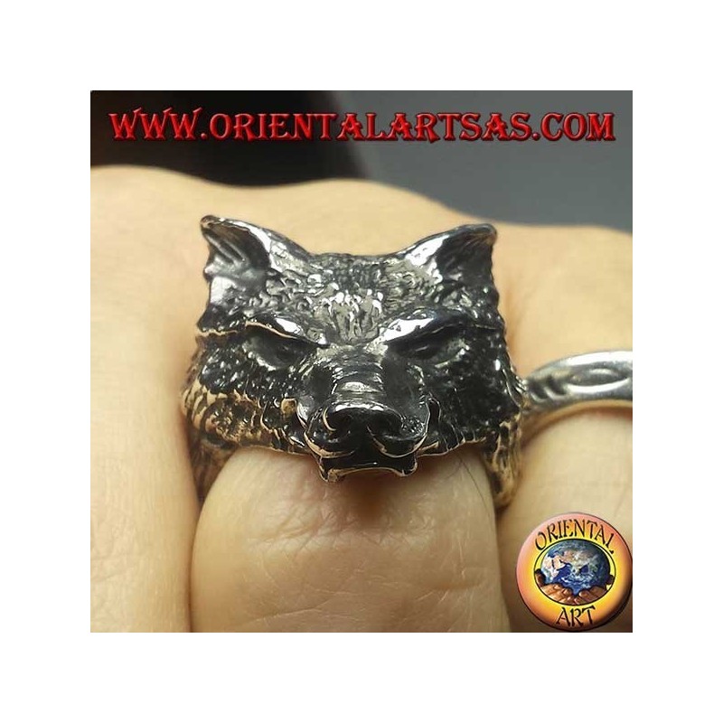 Anello in argento testa di lupo (grande)