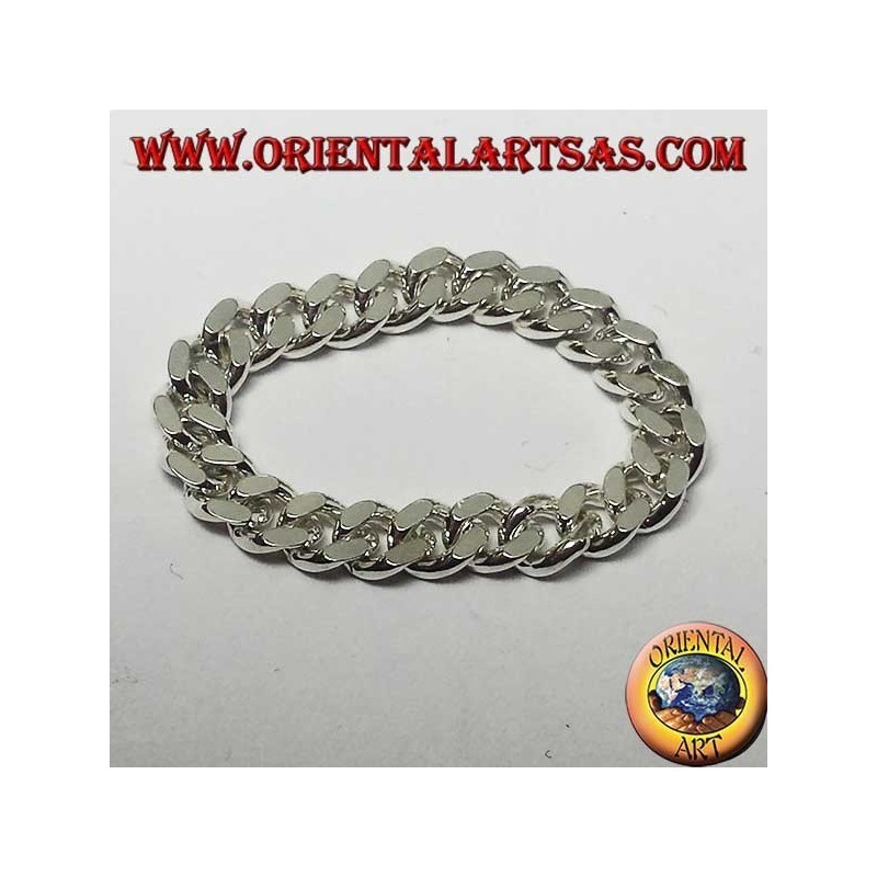 Silver ring, small soft curb chain