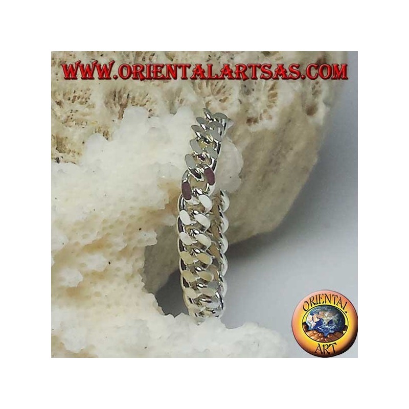 Silver ring, small soft curb chain