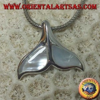Pendentif queue de baleine en argent avec nacre (grand)
