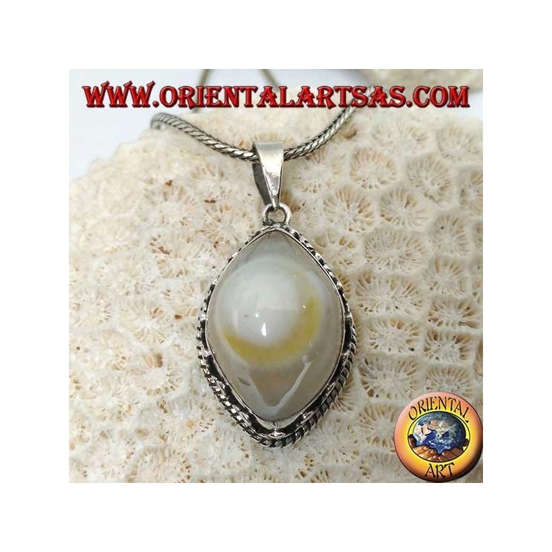 Pendentif en argent avec oeil de Shiva l'agate du troisième oeil