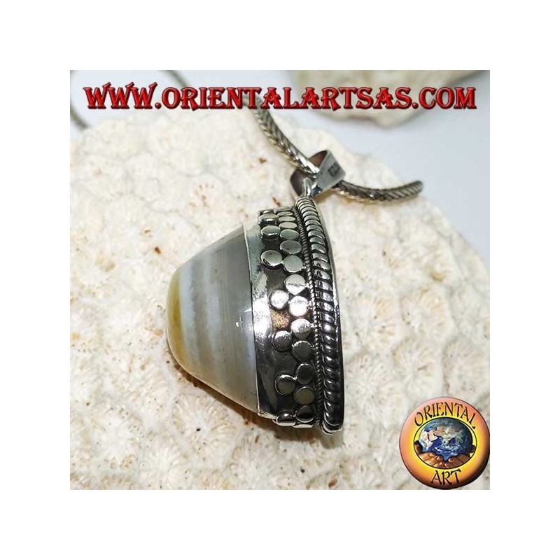 Ciondolo in argento con occhio di Shiva l'agata del terzo occhio