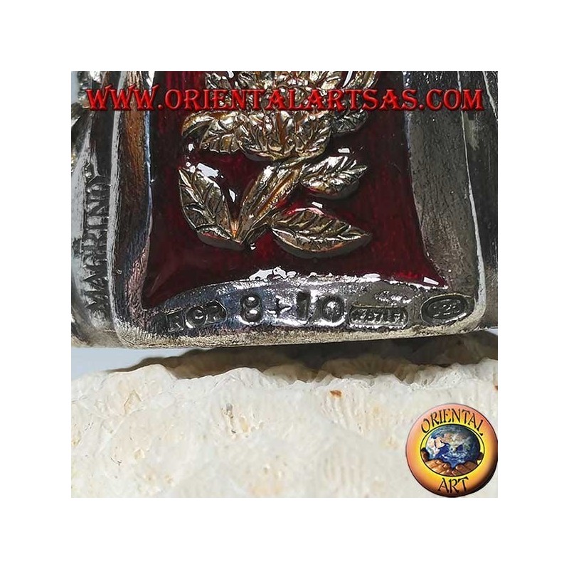 Sculpture of the smiling Buddha of abundance signed "Magrino" laminated in 925 silver