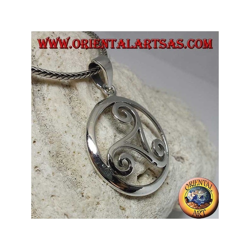 Silver triskell pendant in the Celtic symbol circle (large)