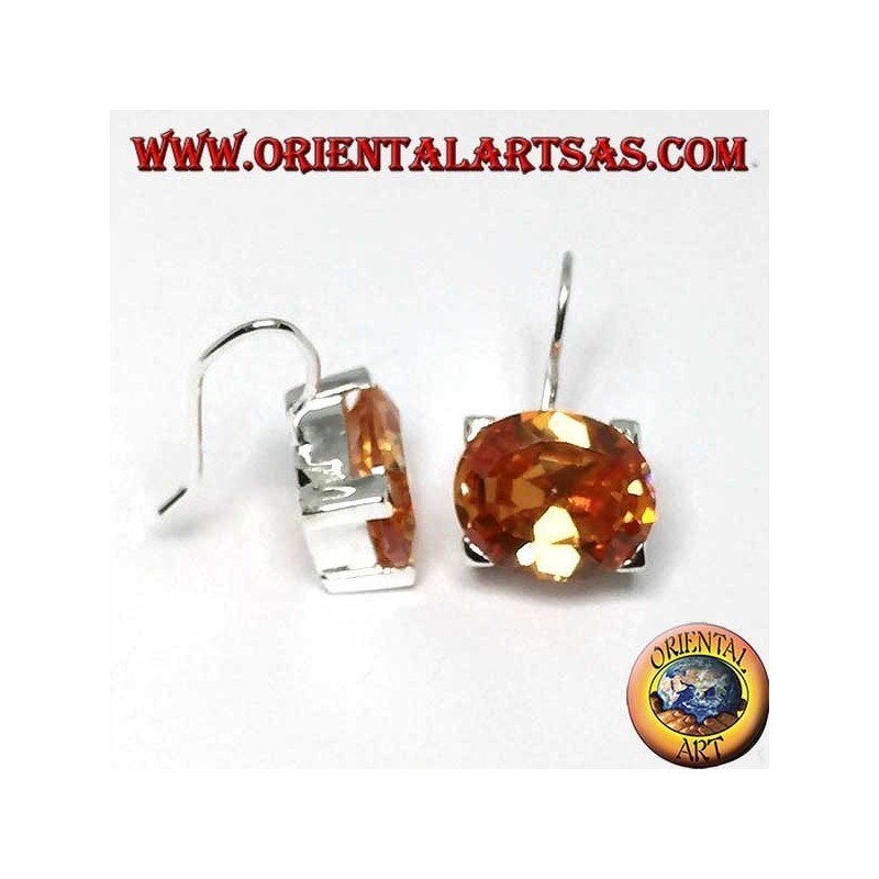 Boucles d'oreilles en argent avec Zircon champagne facetté ovale