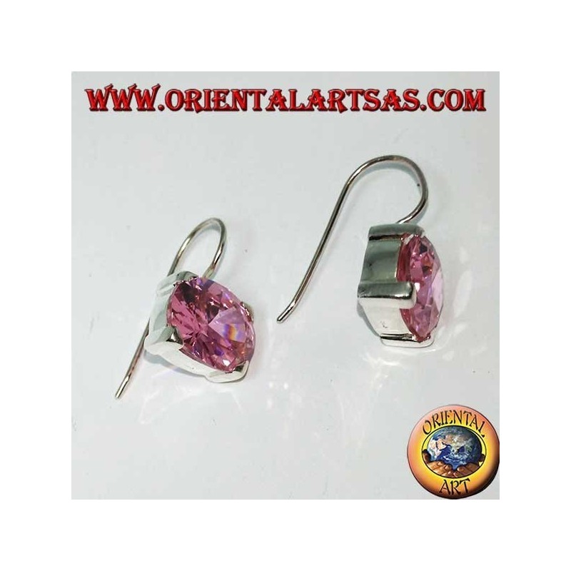 Silberohrringe mit rosa französischem Zirkon, oval facettiert