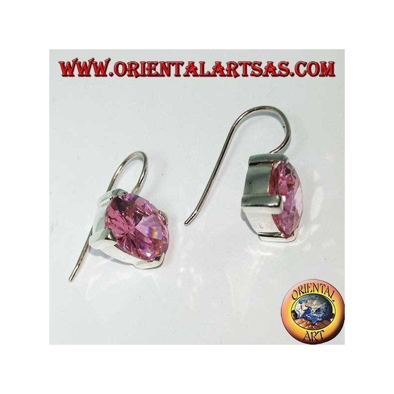 Pendientes de plata con circonita Champagne facetada ovalada