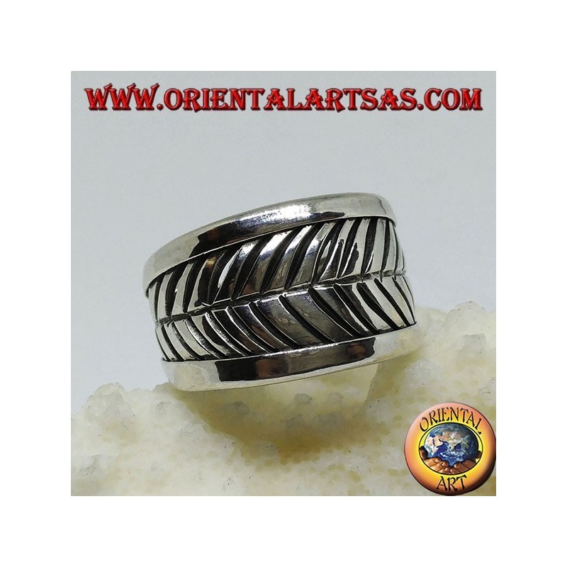 Bague en argent, rainures réglables