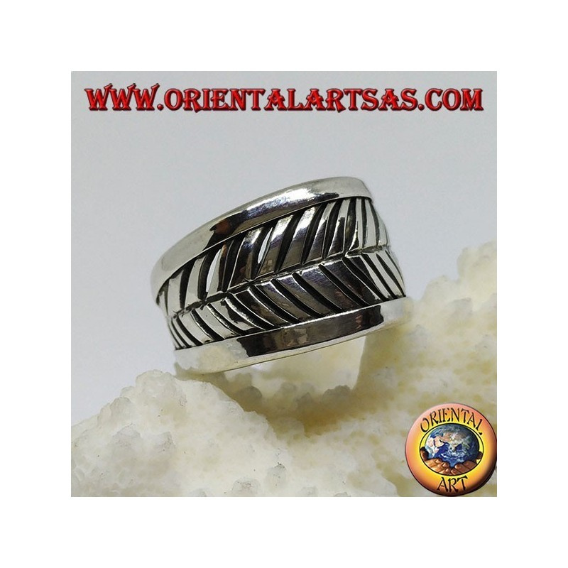 Silberring, Blatt mit verstellbarem Band