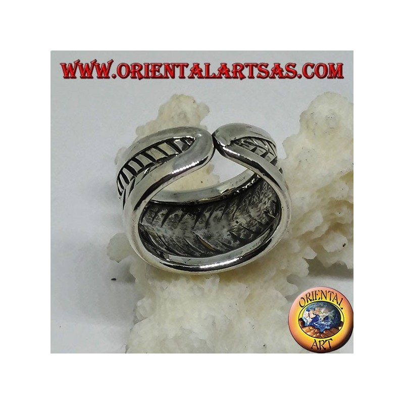 Anillo de plata de banda, ranuras de hojas ajustables