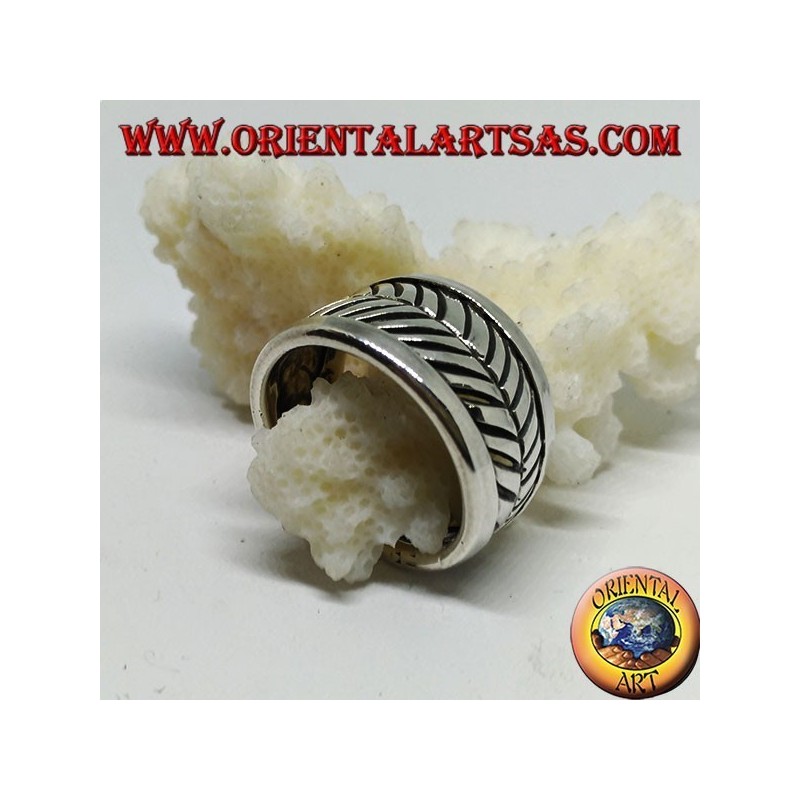 Bague en argent, rainures réglables
