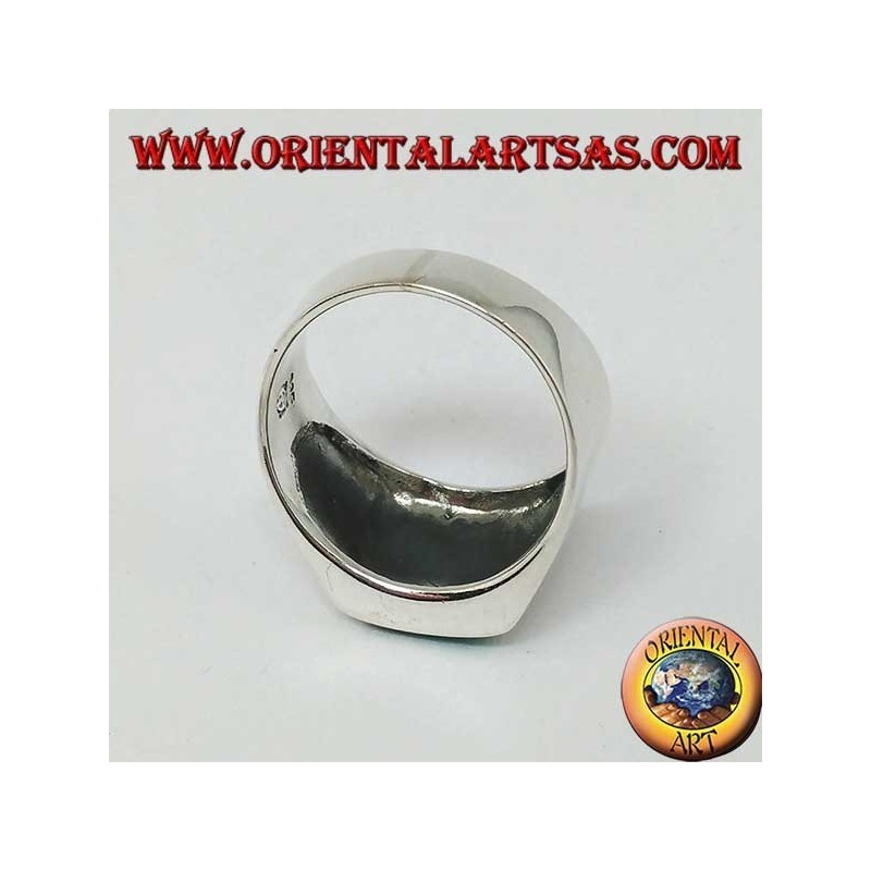 Anello in argento semplice con turchese naturale rettangolare (25)
