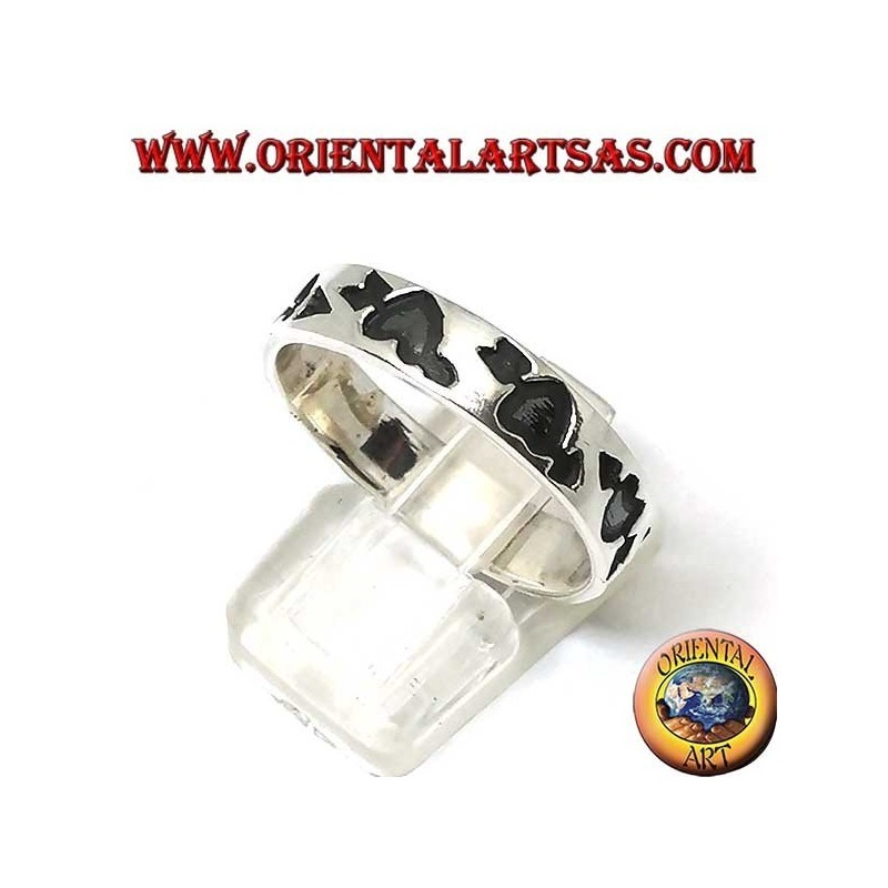 Bague en argent avec coeur brisé (coeur avec flèche) évidé