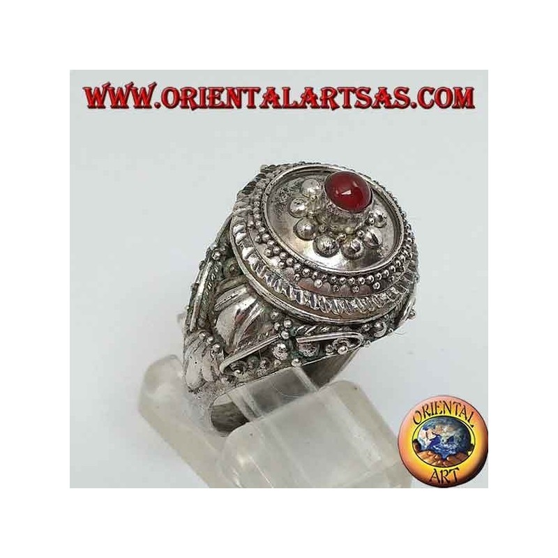 Bague poison en argent avec cornaline