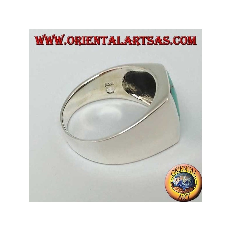 Bague en argent simple avec turquoise rectangulaire naturelle  (28)