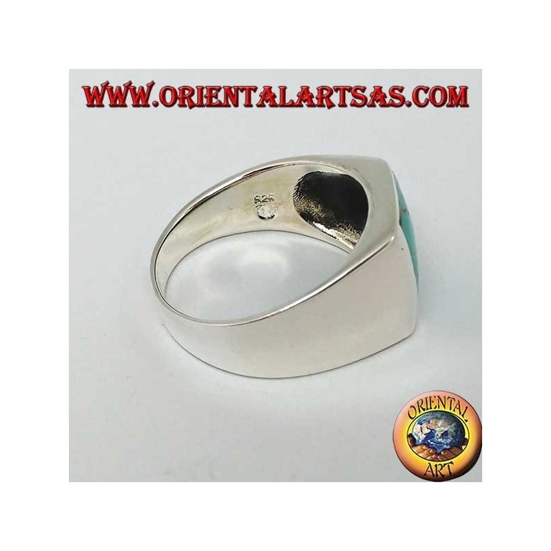 Bague en argent simple avec turquoise rectangulaire naturelle  (28)