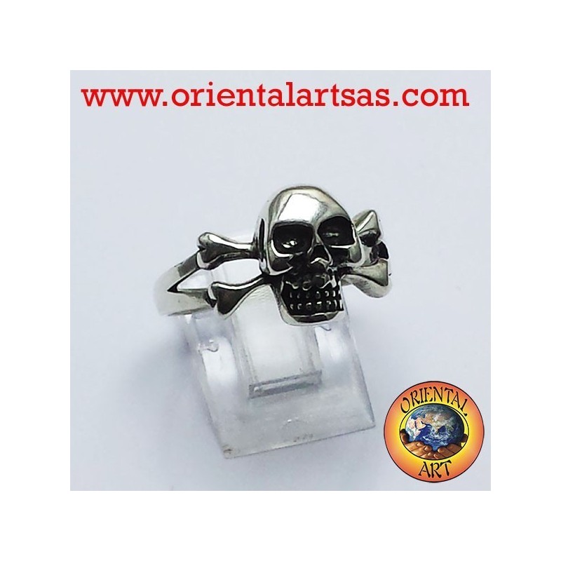 Ring Schädel mit Knochen Silber