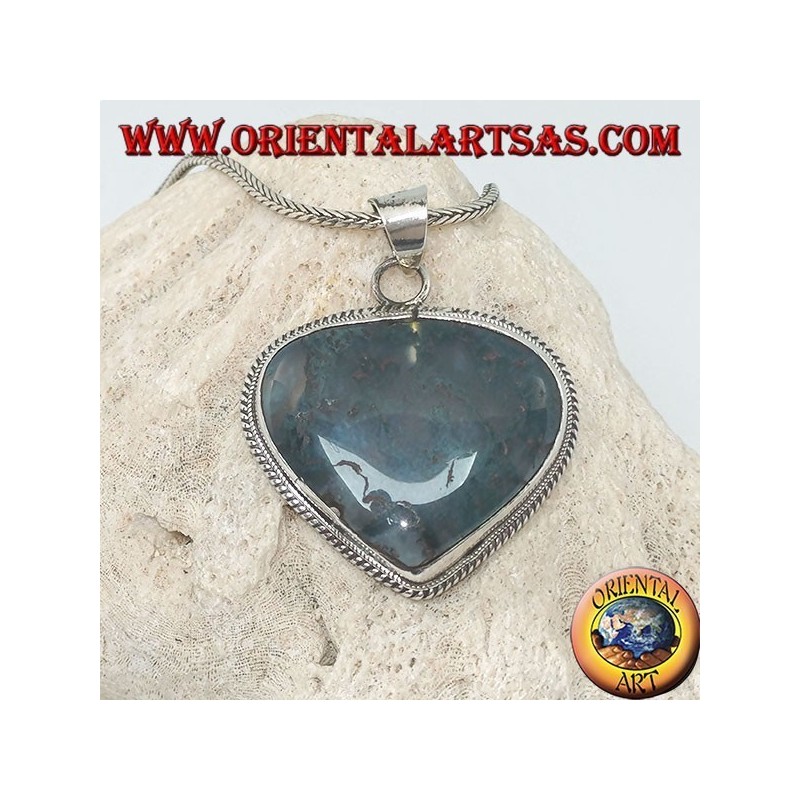 Ciondolo in argento a forma di cuore con agata muschiata