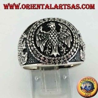 Bague en argent avec aigles en bas-relief fédéraux