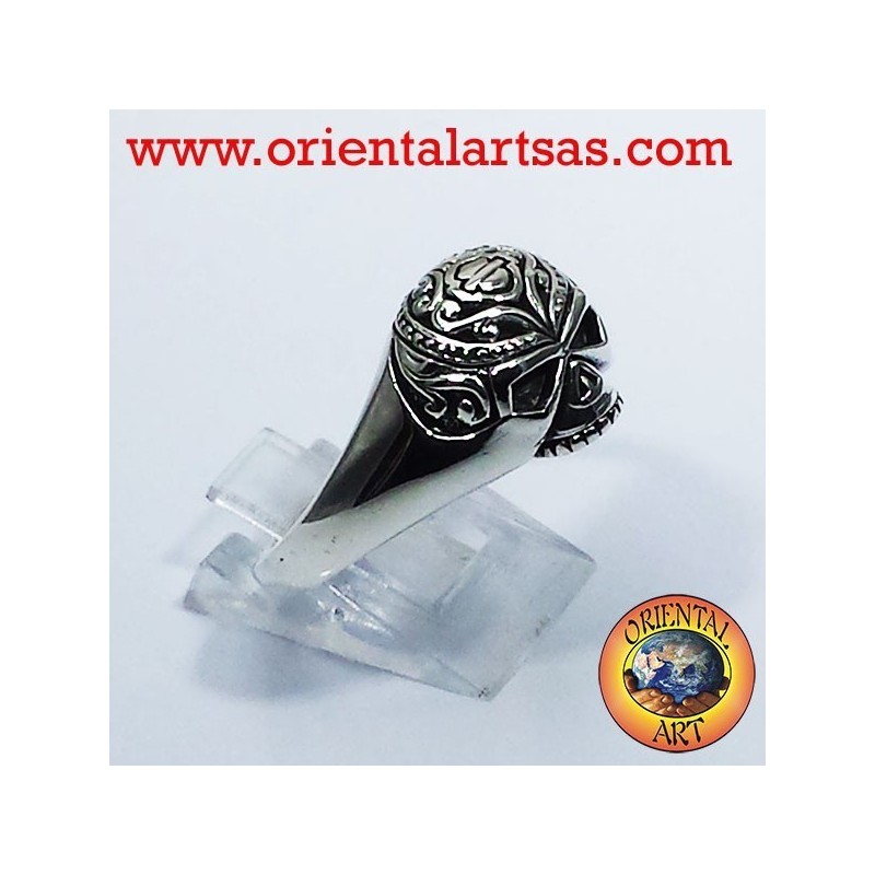Anneau crâne tatoué argent