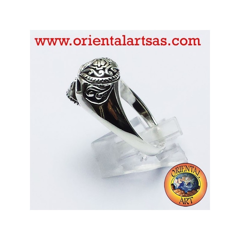 Anillo de calavera tatuada plata