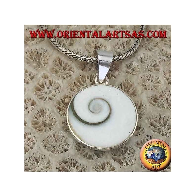 Pendentif pendentif en argent oeil de Sainte Lucie coquille Astraea rugosa