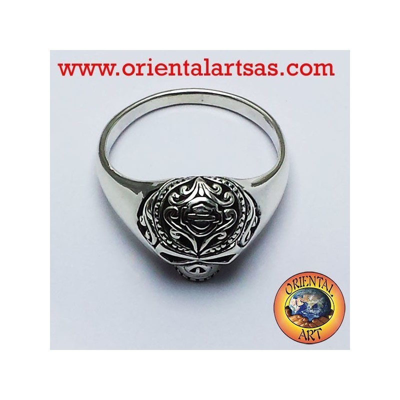 Anneau crâne tatoué argent