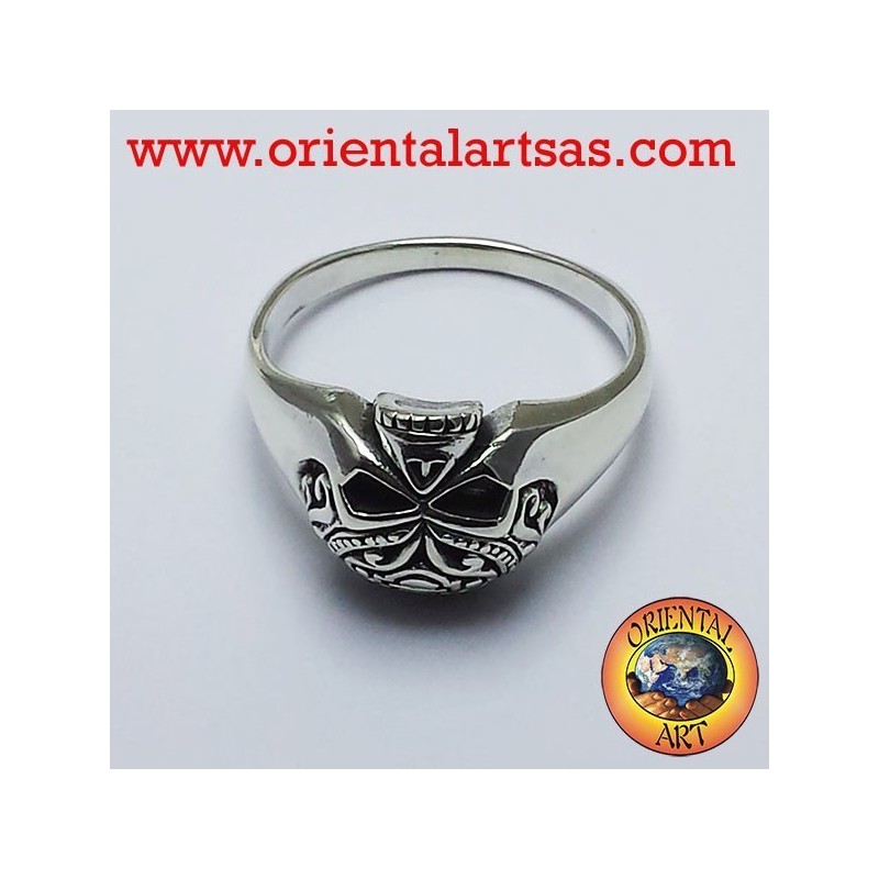 Anneau crâne tatoué argent