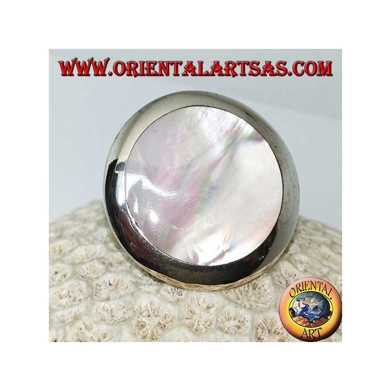 Anello in argento con madreperla tonda (grande)