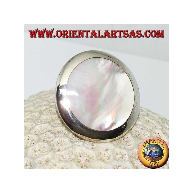 Anello in argento con madreperla tonda (grande)