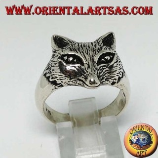 Silver ring with fox head