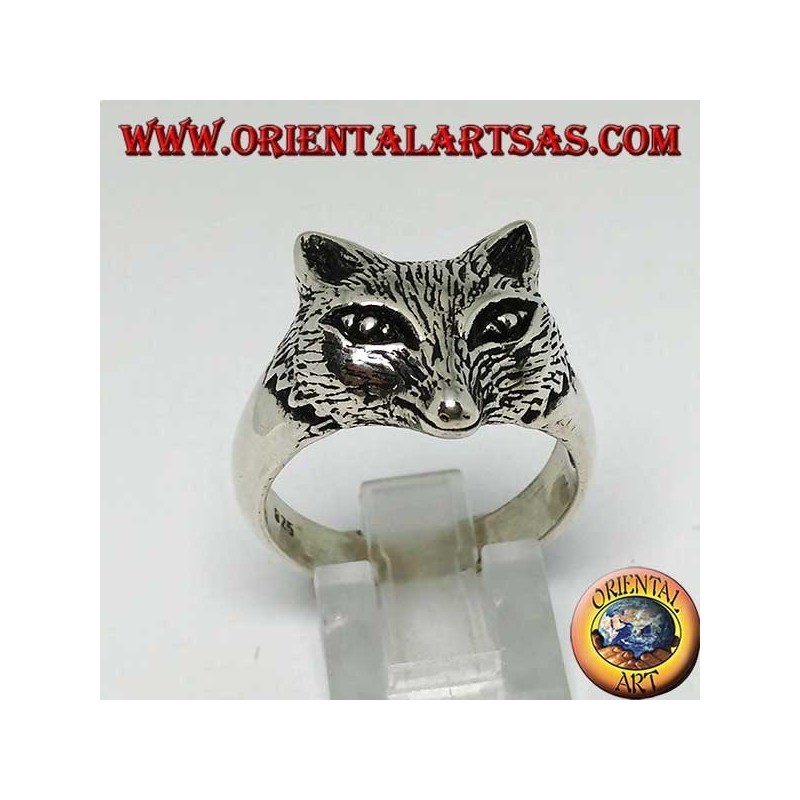 Silver ring with fox head