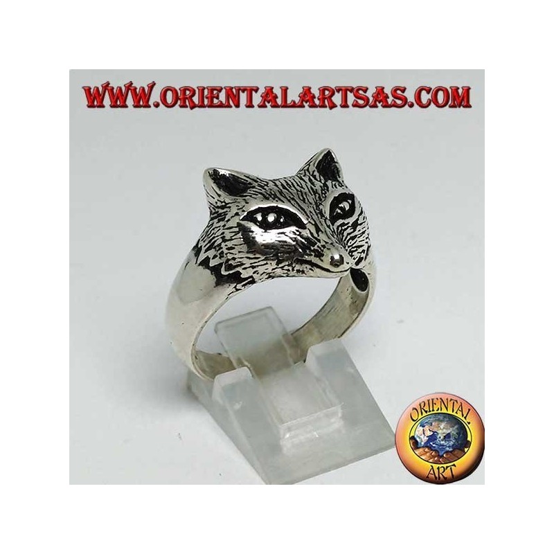 Bague en argent avec tête de renard