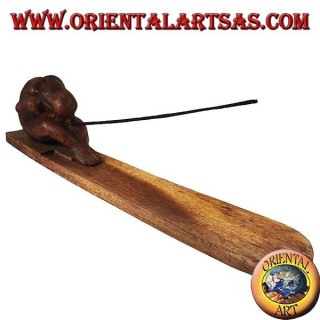 Incense burner, yogi with legs stretched in suar wood