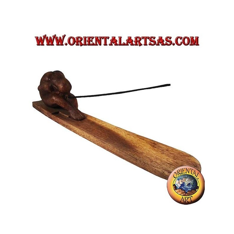 Incense burner, yogi with legs stretched in suar wood