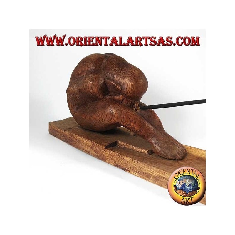 Incense burner, yogi with legs stretched in suar wood
