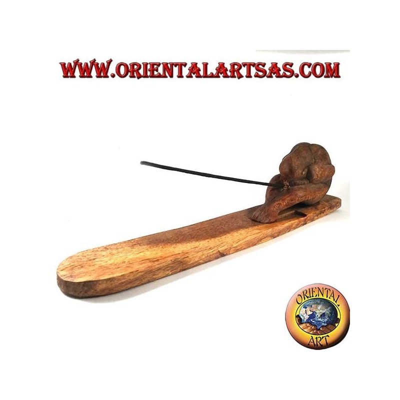 Incense burner, yogi with legs stretched in suar wood