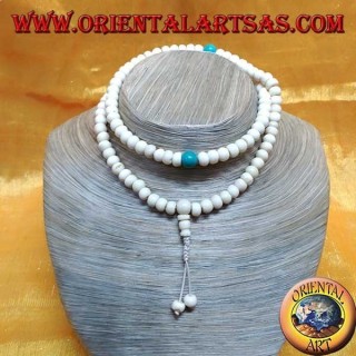 Buddhist Mālā 108 Perlen von 8 mm. in Yak Knochen und Türkis
