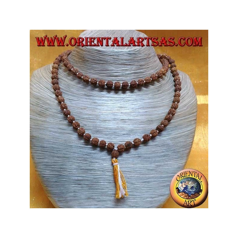 Mālā bouddhiste 108 perles de 7 mm. dans les graines de Rudra nouées individuellement