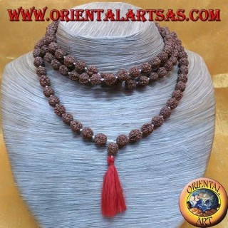 Mālā (Akṣamālā) Chapelet bouddhiste avec 108 grains de 9 mm. dans les graines de Rudra nouées individuellement