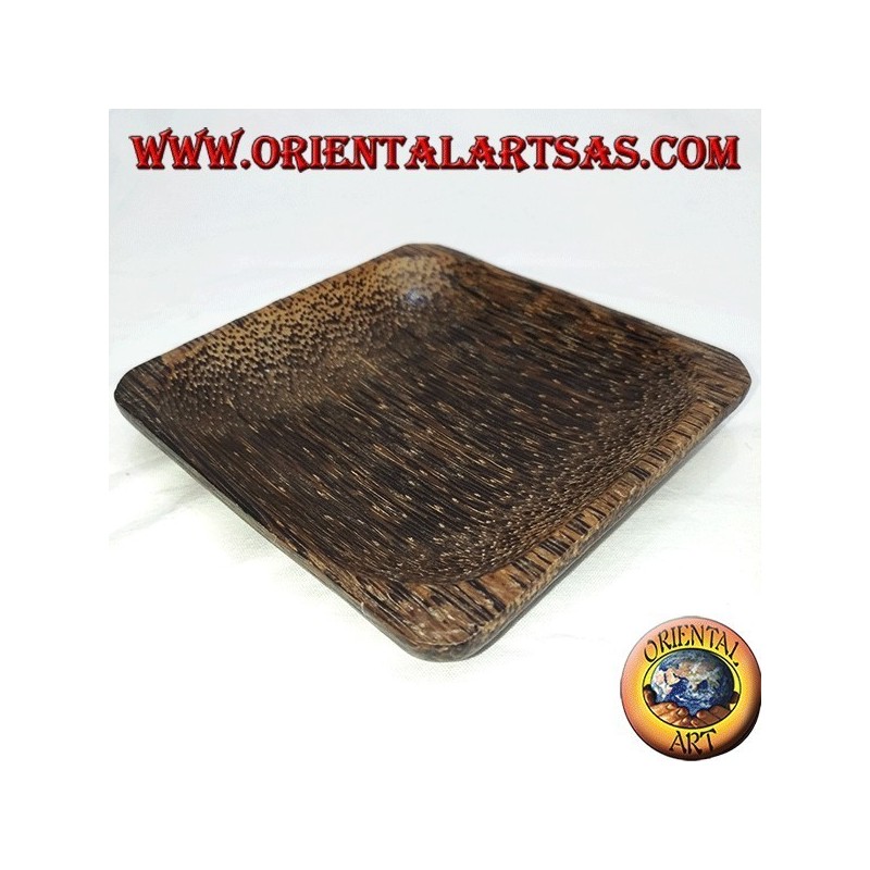 Plateau vide plateau, carré 12 cm en bois de coco