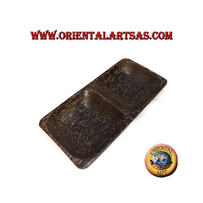 Plateau double plateau rectangulaire en bois de coco
