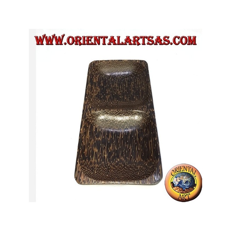 Double tray rectangular tray in coconut wood