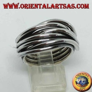 Bague en argent avec fils entrelacés