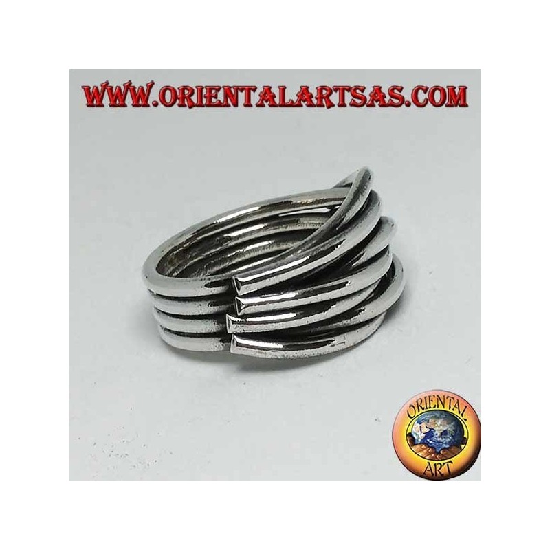 Bague en argent avec fils entrelacés